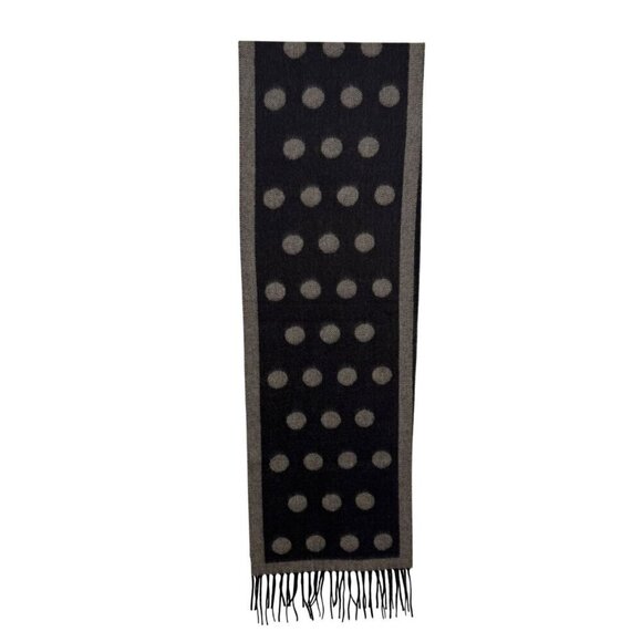 Charter Club 100% Cashmere Scarf Brown Beige Polka Dot Fringe Warm Soft EUC - Picture 1 of 5
